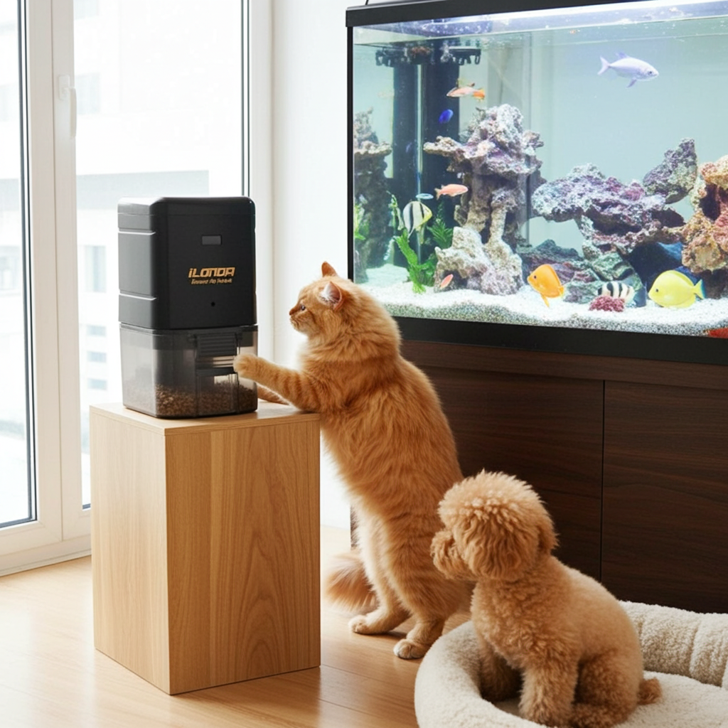 Automatic Fish Tank Feeder - Battery Powered Pet Feeding System | Paws GPS