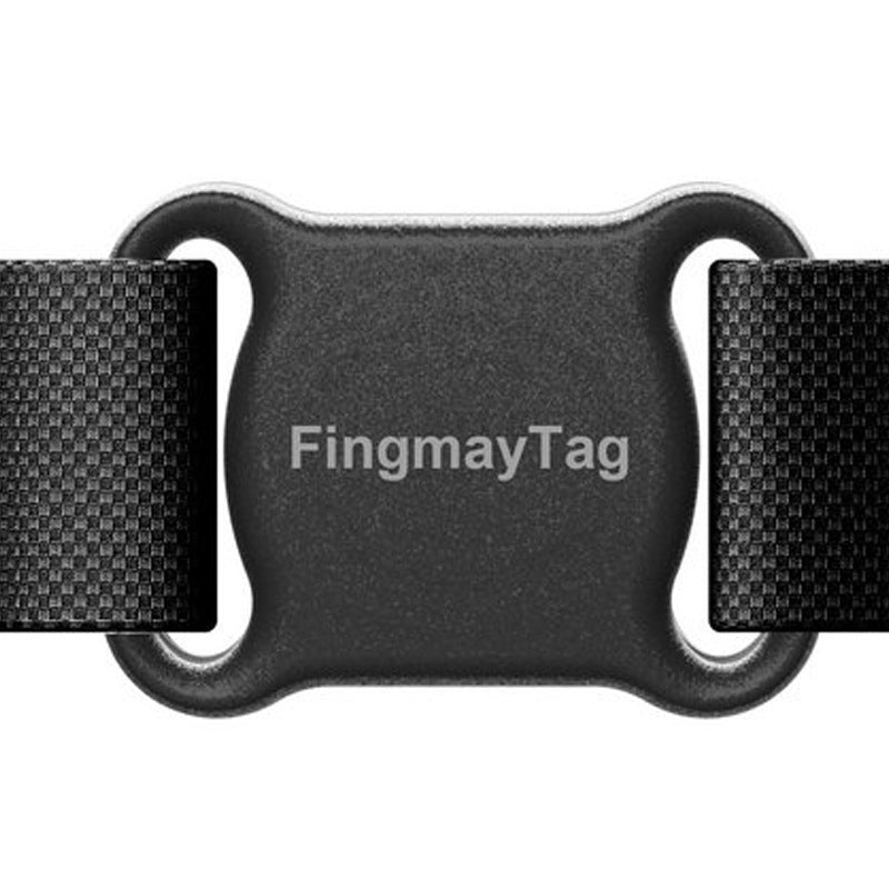 Smart Pet GPS Locator in black with ABS casing, 45x33mm size, securely attached to a pet collar. Lightweight at 10g and waterproof for outdoor use.